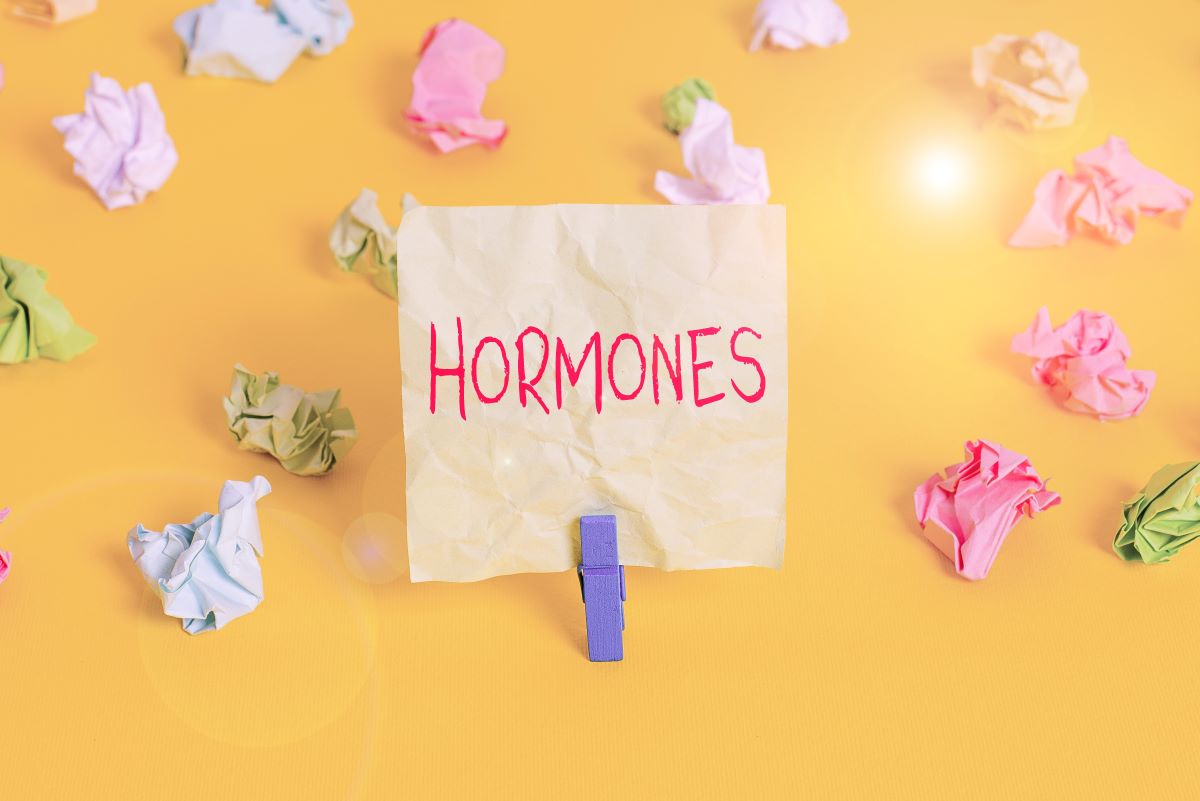 Image of a note pad with the word hormone's on it.